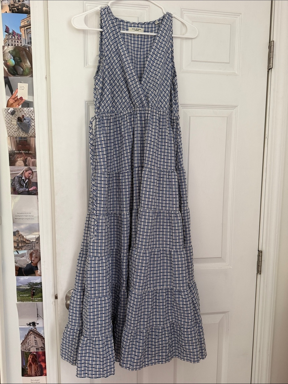 max studio blue gingham dress